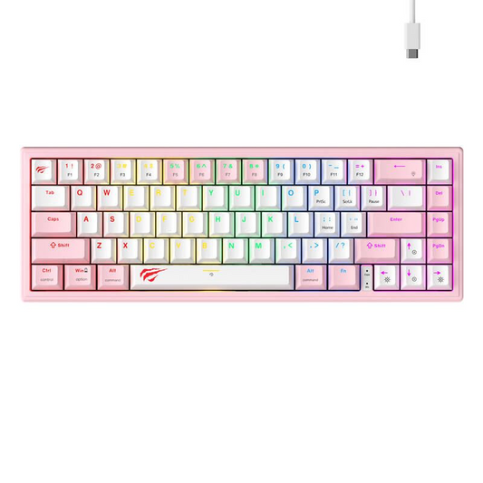 Havit KB874L angol gaming billentyűzet rózsaszín-fehér (KB874L-pink)-0