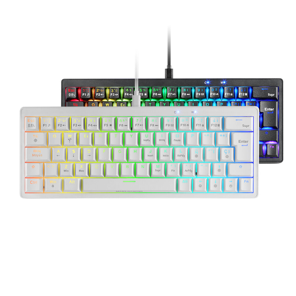 Gaming Keyboard Mars Gaming MKMINIPROWYES Qwerty US White-7