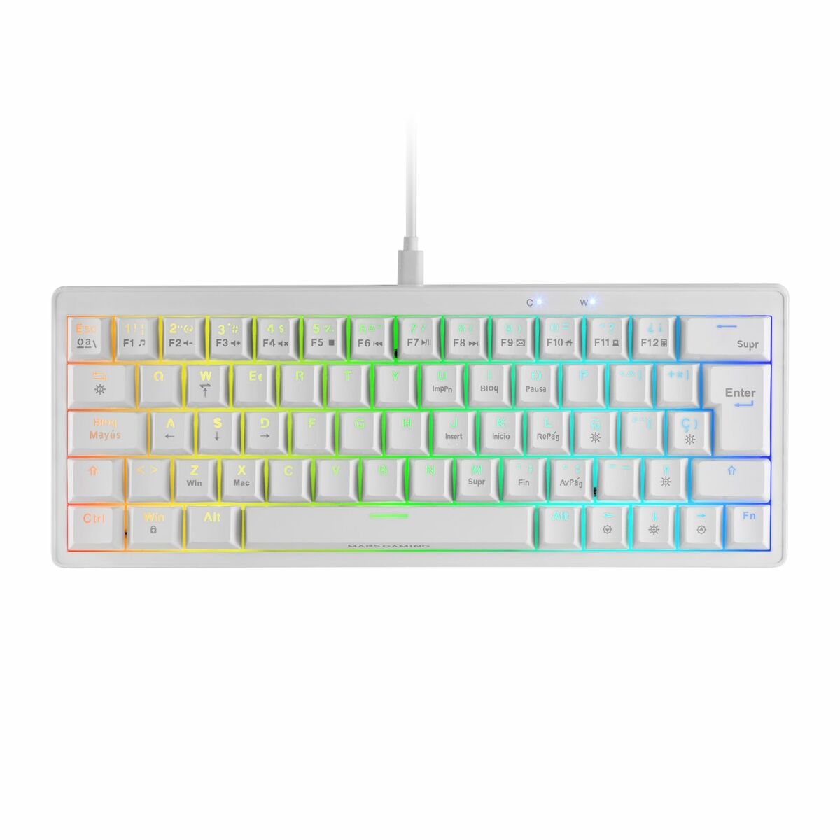 Gaming Keyboard Mars Gaming MKMINIPROWYES Qwerty US White-13