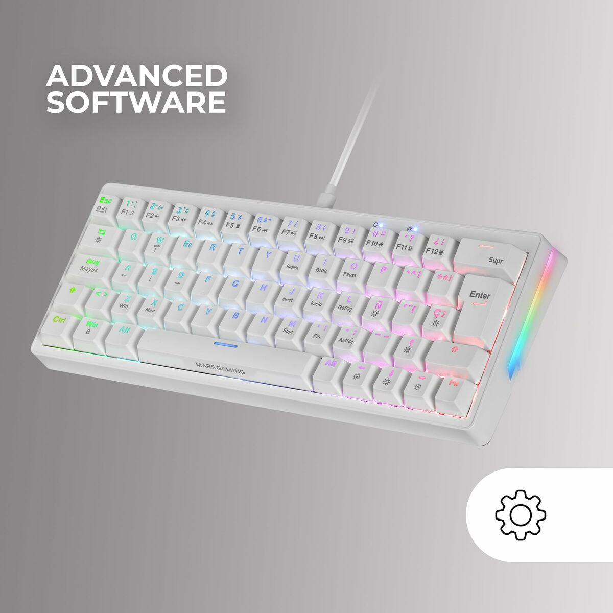 Gaming Keyboard Mars Gaming MKMINIPROWYES Qwerty US White-2