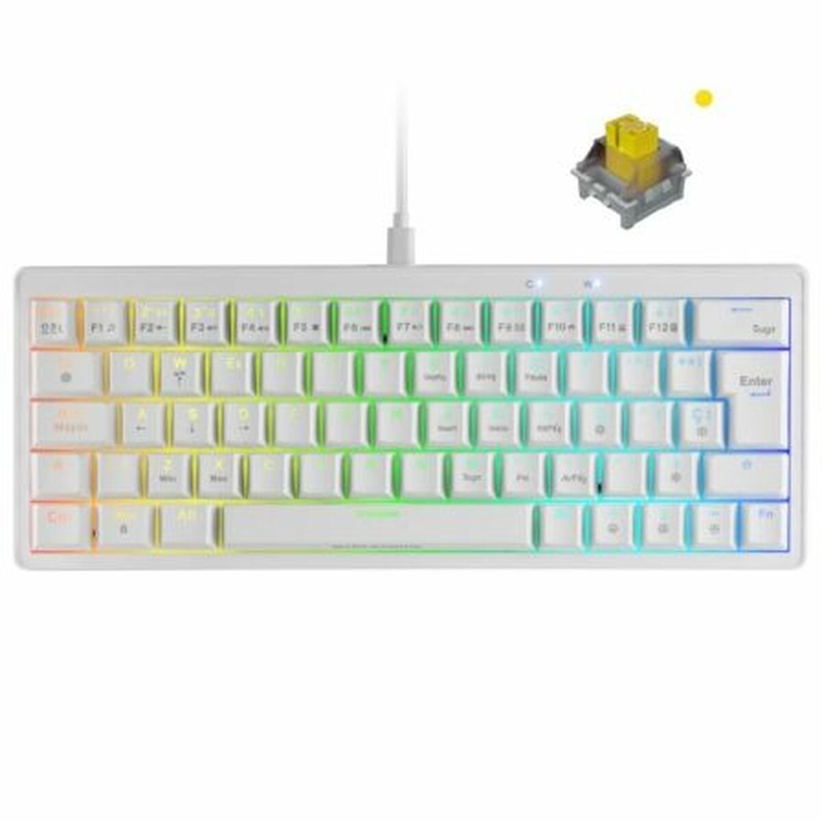 Gaming Keyboard Mars Gaming MKMINIPROWYES Qwerty US White-14