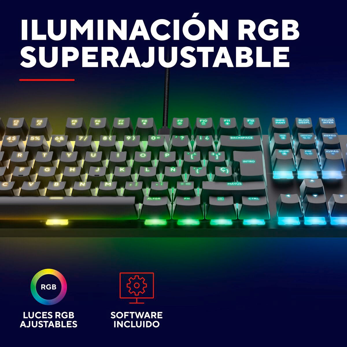 Gaming Keyboard Trust 25682 Black Spanish Qwerty-9