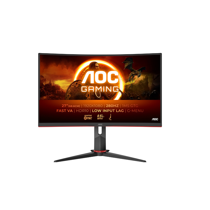 AOC 27" C27G2Z3/BK 16_9 FullHD Fast VA Ívelt Gaming Monitor - Fekete/Piros (C27G2Z3/BK)-0