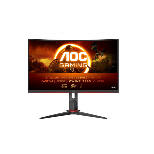AOC 27" C27G2Z3/BK 16_9 FullHD Fast VA Ívelt Gaming Monitor - Fekete/Piros (C27G2Z3/BK)-0